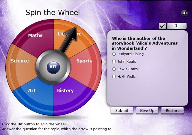 eLearning spin the wheel assessment